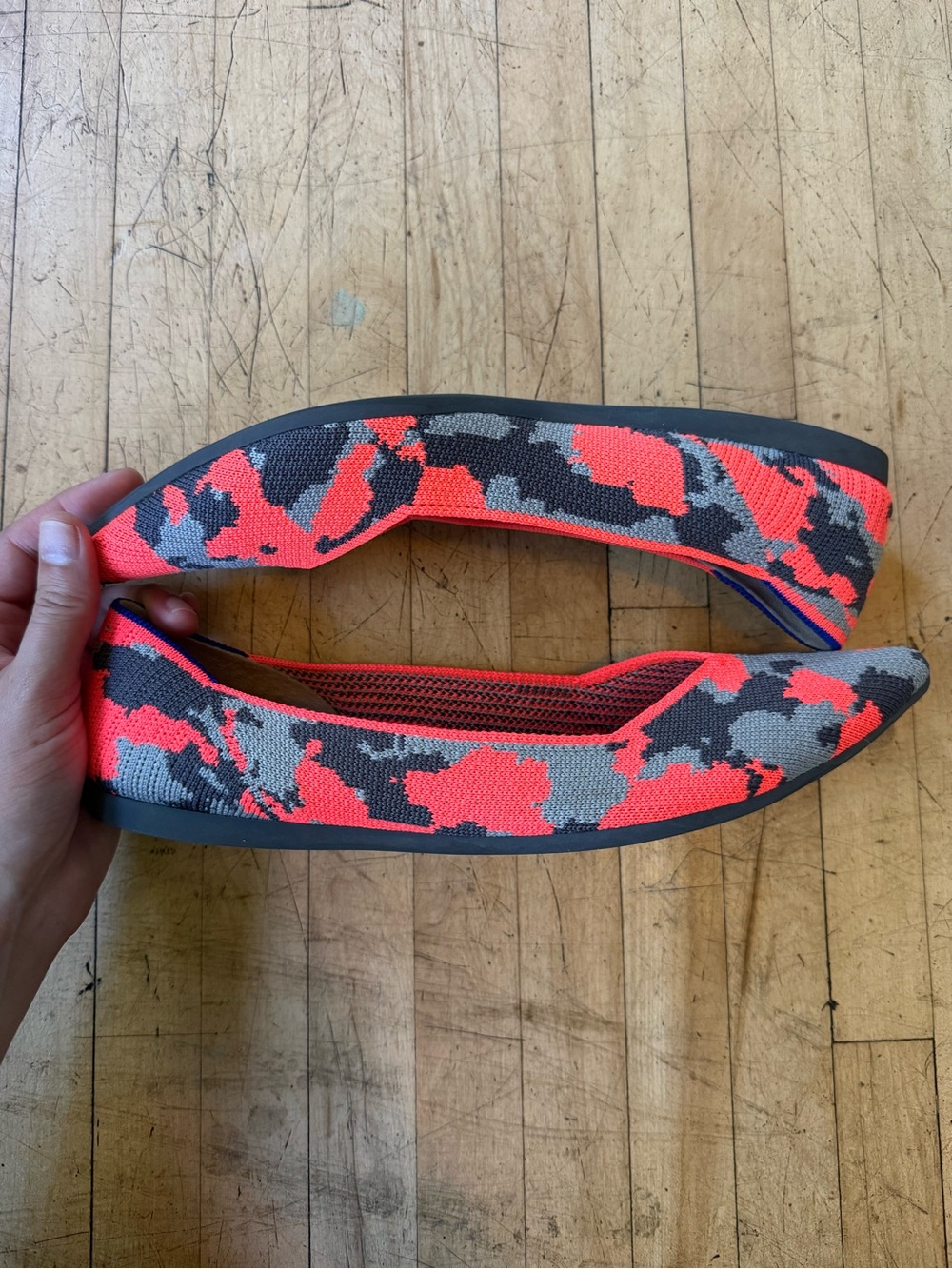 RARE ROTHY's Neon Camo The Point Flat Knit Shoe Limited Edition Retired US 10 - Picture 7 of 13